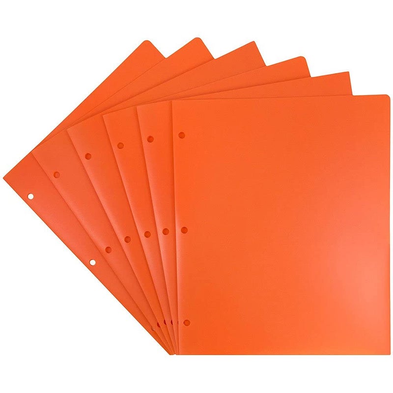 JAM Paper حافظة ورق جام بلاستيكية ثقيلة 3 ثقوب - حافظات مدرسية شديدة التحمل - برتقالي - 6/عبوة - Image 3